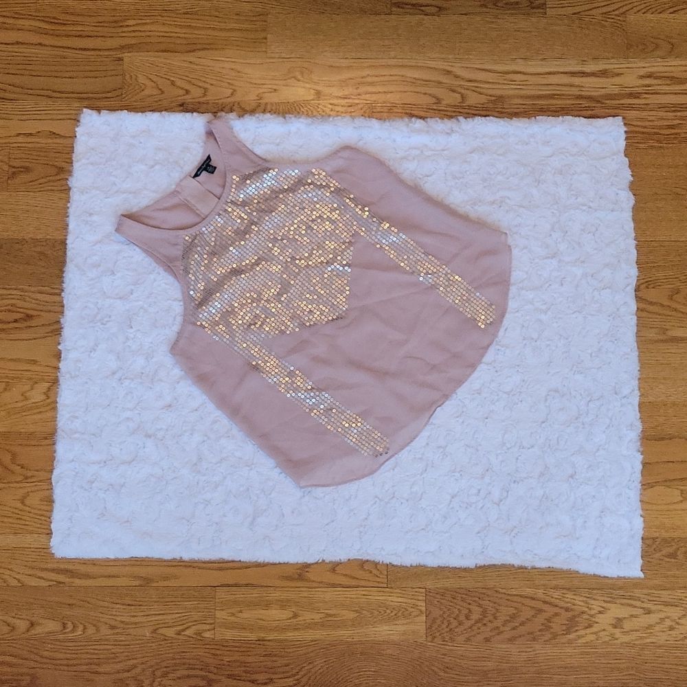 American Eagle Outfitters Pink Chiffon Sequin Tank Top, Women's L, Like …